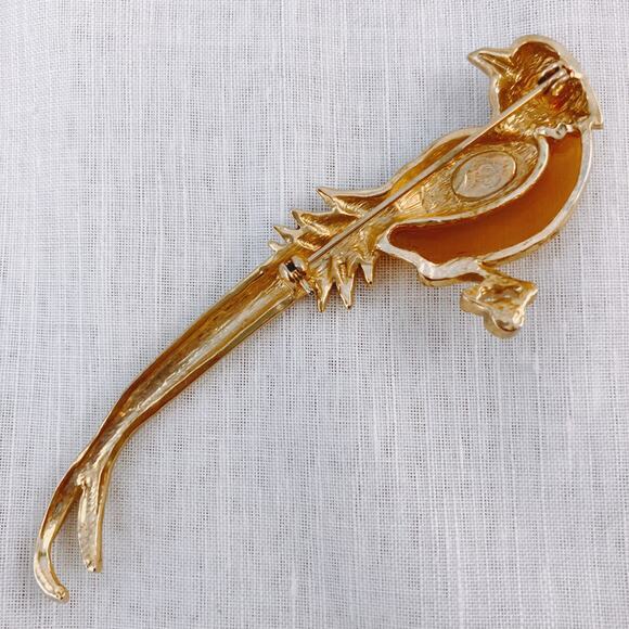Vintage Premier Designs Enamel Bird Brooch – Gold Tone, Rhinestones, 1980s 1990s - Picture 7 of 10